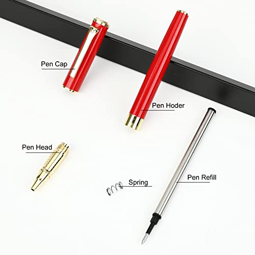YIVONKA Luxury Ballpoint Pen Black Refill Line width 0.5mm,Best Office Pen Gift for Men & Women Professional Executive,Nice BallPens Classy Gift Box (Red) - color: Red