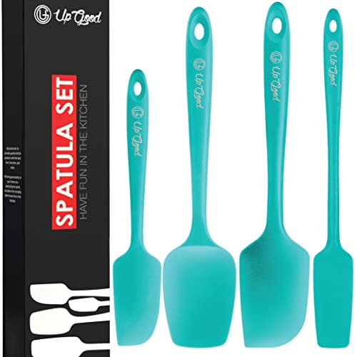 UpGood Silicone Spatula Set 600°F - High Heat Resistant Nonstick, Small and Large Kitchen Spatulas - Flexible BPA Free Professional Grade Cookware - Utensils for Cooking, Baking, Mixing(4 Pcs, Teal) - color: Teal, size: 4 Piece Set