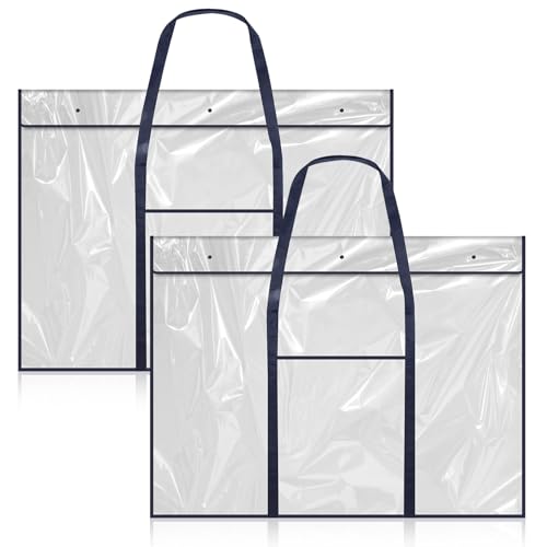 2 Pack Large Poster Storage Bag 48" x 36" Bulletin Board Holder, Art PVC Folder with Pocket, PVC Art Portfolio Container for Teacher Paper Teen(Black&Blue) - color: Black & Blue