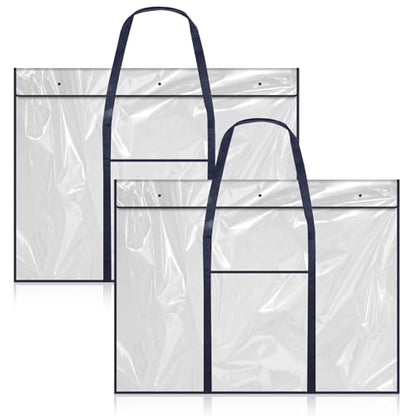 2 Pack Large Poster Storage Bag 48" x 36" Bulletin Board Holder, Art PVC Folder with Pocket, PVC Art Portfolio Container for Teacher Paper Teen(Black&Blue) - color: Black & Blue