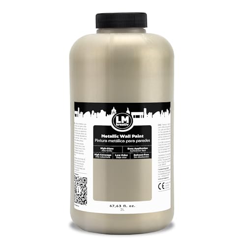Metallic Wall Paint 67.62 fl oz - Platinum - Stunning Metallic Shine for Stylish Interiors, Easy to Apply, Water-Based, Perfect for Creative Wall Designs & DIY Projects - color: Platinum