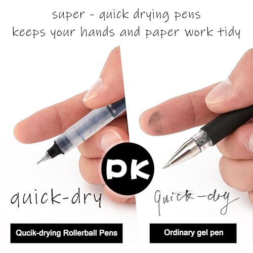 12 Pack Black Liquid Ink Rollerball Gel Pens, 0.5mm Extra Fine Point Tip, Smooth Writing Quick Drying No Smear No Bleed for Journaling, Drawing, Sketching, School Notes & Art Supplies - color: Black
