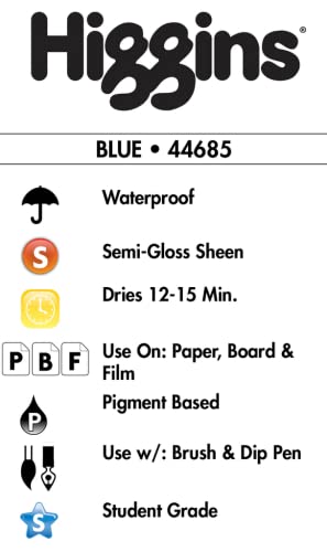Higgins Pigmented Drawing Ink, Blue, 1 Ounce Bottle (44685) - color: Blue