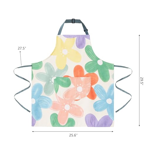 2 Pack Floral Apron for Women with Pockets, Adjustable Cotton Chef Aprons for Kitchen, Cooking, BBQ & Grill - color: Red/Peony