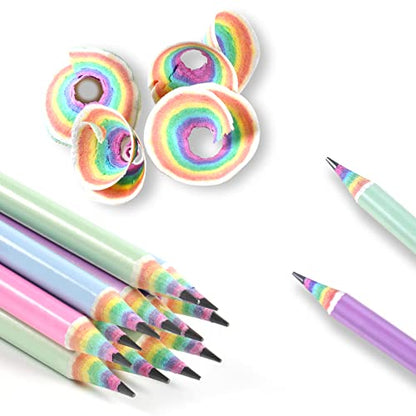 ECOTREE Pre-Sharpened Rainbow Pencils #2, Back to School Supplies, 12 Count | Cute Number 2 Pencils for Kids Students, Latex-Free Eraser, Eco Recycled Paper, Smooth Writing, Drawing, Fun Classroom Gifts