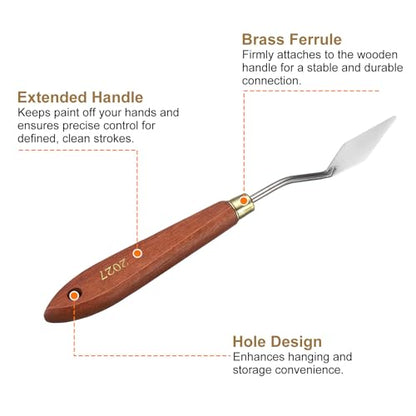 HARFINGTON Palette Knife Painting Tool 1.77" x 0.67" Stainless Steel Teardrop Blade 7.87" Length Spatula Painting Pallet Knives with Hole Beech Wood Handle for Oil Acrylic Canvas, Red/Silver - size: 7.87" x 0.67" x 1.77"