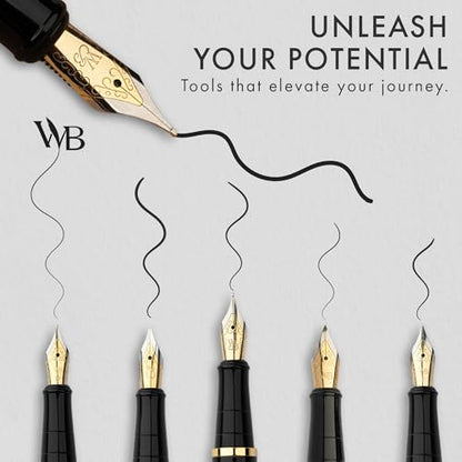 Wordsworth & Black Luxury Fountain Pen Set for Writing, 6 Nibs, Black Gold - color: Black Gold