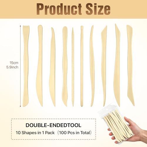 Lainballow 100 Pcs Clay Tools Kit, Plastic Pottery Tools, Clay Sculpting Tools, Double Ended Clay Carving Tools, Modeling Clay Tools Bulk for Carving Shaping Embossing for Beginners Hobbyists Artists