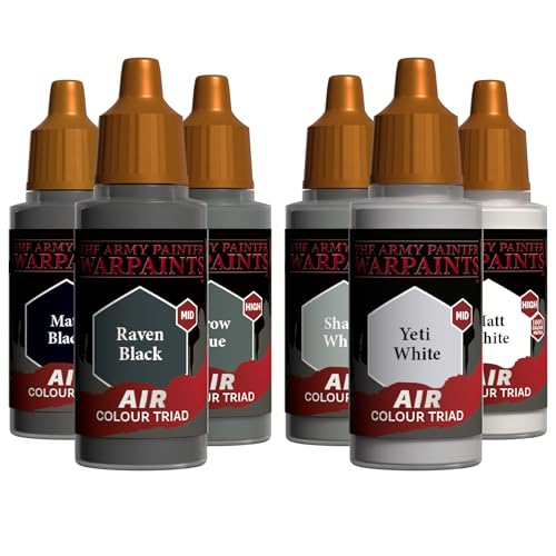 The Army Painter, Airbrush Primary Bundle Greyscale, 2 Triads x 6 x 18 ml - color: Greyscale