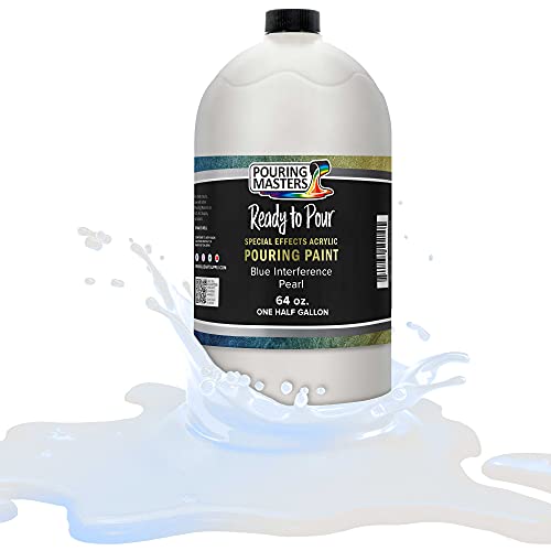 Pouring Masters Blue Interference Pearl Special Effects Acrylic Pouring Paint - Premium 64-Ounce Pre-Mixed Fluid Acrylic Paint - Fluid Art Supplies for Canvas, Wood, Paper, Tile & Rocks - color: Blue, size: 64 Fl Oz (Pack of 1)
