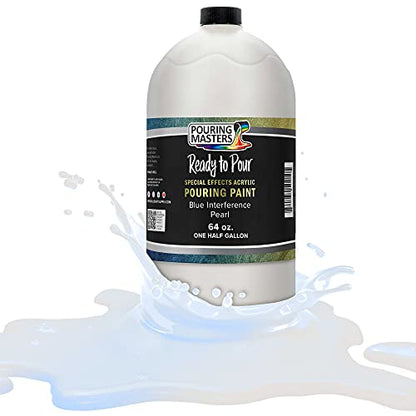 Pouring Masters Blue Interference Pearl Special Effects Acrylic Pouring Paint - Premium 64-Ounce Pre-Mixed Fluid Acrylic Paint - Fluid Art Supplies for Canvas, Wood, Paper, Tile & Rocks - color: Blue, size: 64 Fl Oz (Pack of 1)
