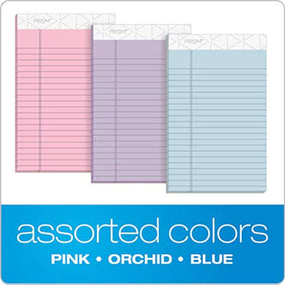 TOPS 5 x 8 Legal Pads, 6 Pack, Prism Brand, 2 Pink/2 Blue/2 Purple, Narrow Ruled, 50 Sheets Per Writing Pad, Made in USA (63016) - size: 5" x 8"