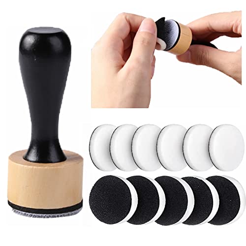 Briartw Mini Round Ink Blending Tool with Foams Replacement Refill Foam Set 1 Tool and 12 Foams Scrapbooking Painting Drawing Art Supplies Handle Ink Tools Embossing Stencils - color: 1 PCS Tool and 12 PCS Flat Foams