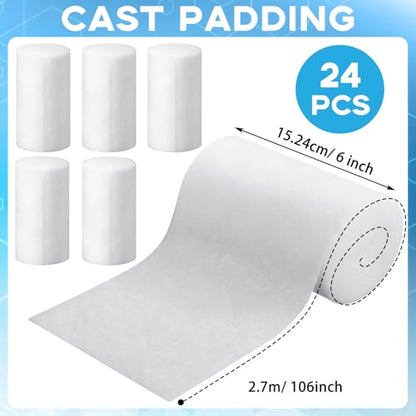 Treela 24 Rolls Cotton Cast Padding Individually Wrapped,6 Inch x 8.9 Ft | Soft Undercast for Plaster Casts, Pet Bandages, Halloween Mummy Decor, Mask Making, Art Projects, Comfortable Wrap - size: 6 Inch x 8.9 ft