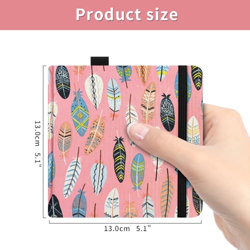 5x5 Watercolor Sketchbook,Mixed Media Pad,Travel Portable Drawing Journal | 140LB/300gsm 20Sheets/40Pages Watercolor Paper,Cold Press,Cloth Fabric Hardcover,Sewing Binding,Lay-Flat.Pink Feather - color: 300gsm-Pink Feather