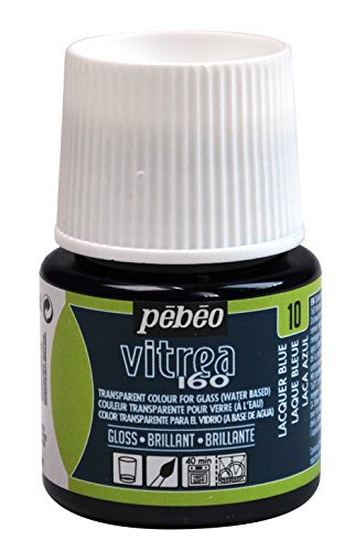Pebeo Vitrea 160, Glossy Glass Paint, 45 ml Bottle - Lacquer Blue - color: Lacquer Blue