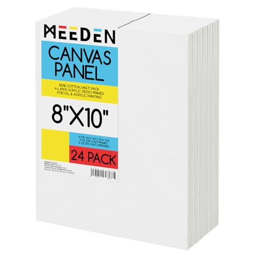 MEEDEN Canvas Boards for Painting White: 8"x10" 100% Cotton Canvas 24 Pack - size: 8"x10"