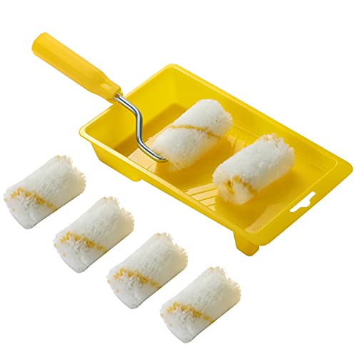 NANJA 2" Mini Paint Roller Kit Plastic Tray,Roller Frame Microfiber Roller | Touch Up Trim Kit with Tray, frame & covers.For trim,touch-ups,cabinets,doors,DIY.