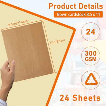Guakicae 24 Sheets Brown Cardstock 8.5 x 11 Craft Paper 110lb | Heavyweight Kraft Paper Card Stock for Cards Making, Wedding Invitations, Thank You Cards, Birthday - color: Brown, size: 8.5x11-24pcs