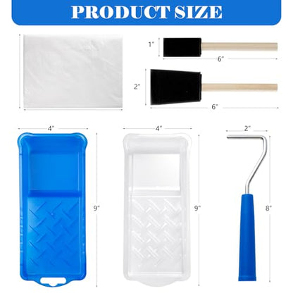 Mister Rui 25Pc 2" Foam Paint Roller Kit with Tray Liners & Sponge Brushes | High-Density 50kg/m³ Foam. Ideal for Furniture, Trim, Corners, Crafts and Detail Work on Small Surfaces - size: 2 Inch,25 Pack