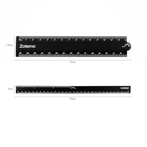 2-in-1 Foldable Metal Ruler & Protractor -15cm Compact to 30cm Extended, Precision Laser Etched Metric Scale, Aluminum Folding Small Ruler for Planner Journaling Drafting Drawing (Black) - color: Black