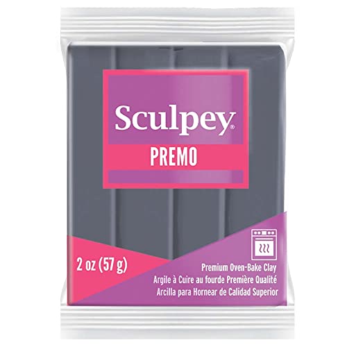 Sculpey Premo™ Polymer Oven-Bake Clay, Slate Gray, Non Toxic, 2 oz. bar, Great for Jewelry Making, Holiday, DIY, Mixed Media and Home décor Projects. Premium Clay Perfect for clayers and Artists. - color: Slate, size: 2 oz