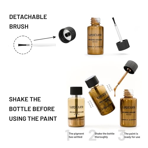 KAMENSKAYA Rich Gold Leaf Paint, Liquid Gilding Paint, 0.68 fl oz | Liquid Leaf Paint with Natural Metallic Pigment, Strong Shine, One-Coat Coverage, Built-In Brush – Made in EU - color: Rich Gold, size: 0.68 Fl Oz (Pack of 1)