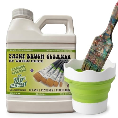 Green Piece Paint Brush Cleaner - 18 Oz - Silicone Cleaning Container - style: Paint Brush Cleaner with Foldable Silicone Cup