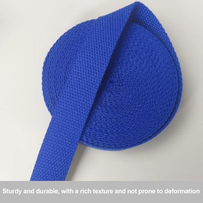 Heavy‑Duty Cotton Webbing Strap 1''x6yds Royal Blue for Bags | 2mm thick webbing for dog collars, backpack, bag handles, apron straps, slings, sewing repairs & DIY craft projects. - color: Royal Blue