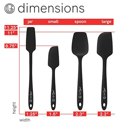 UpGood Silicone Spatula Set 600°F - High Heat Resistant Nonstick, Small and Large Kitchen Spatulas - Flexible BPA Free Professional Grade Cookware - Utensils for Cooking, Baking, Mixing(4 Pcs, Black) - color: Black, size: 4 Piece Set