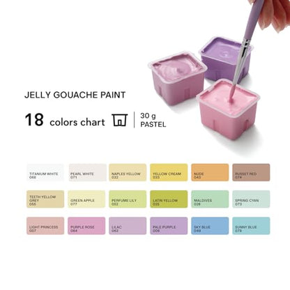 HIMI Deluxe 18 Colors Jelly Gouache Paint Gift Set – Complete Art Kit with Pad, Spray, Palette, Brushes, Painting Knife, Foldable Bucket & Refills for Beginners, Students & Artists (Purple) - color: 18 colors