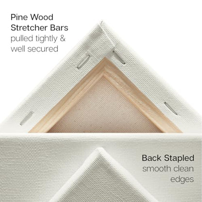 KINGART 805-6 Stretched White Canvas for Painting, 12 x 16 Inch, Pack of 6 | 100% Cotton, Triple Primed Acid-Free Gesso, Ready to Paint, 5/8" Profile, Back-Stapled - size: 12 x 16 Inch