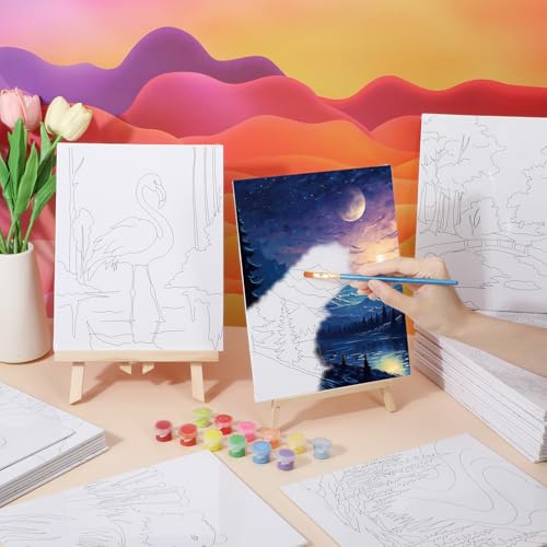 Harloon 36 Pcs 8 x 10 Inch Pre Drawn Canvas for Painting Afro Queen Pre Stretched Canvas Painting for Adult Sip and Paint Party Supplies Favor - style: Mixed Style