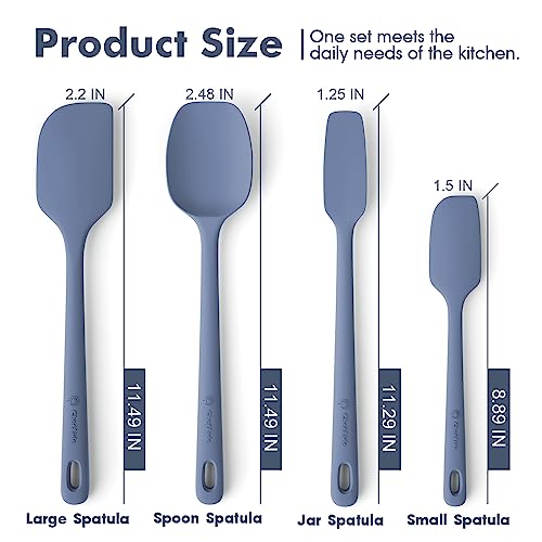 ChefAide 4 Pieces Silicone Spatula Set, Food Grade Rubber Spatula, Upgrade Strong Handle with Ergonomic Grip, Heat Resistant for Nonstick Cookware, Cooking - color: Blue, size: 4 pieces