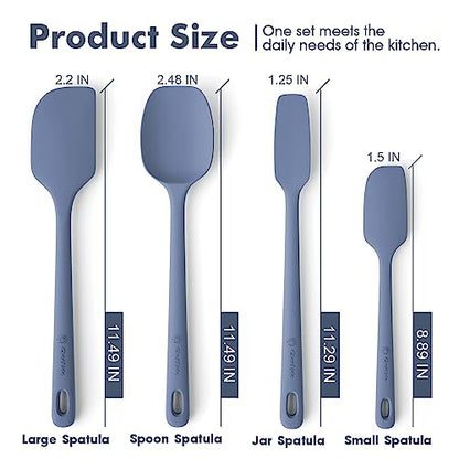 ChefAide 4 Pieces Silicone Spatula Set, Food Grade Rubber Spatula, Upgrade Strong Handle with Ergonomic Grip, Heat Resistant for Nonstick Cookware, Cooking - color: Blue, size: 4 pieces