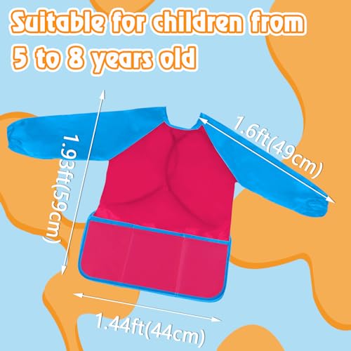 Zkptops Kid Art Smocks Waterproof Kids Painting Aprons Toddler Art Smock Kids Paint Smock with Long Sleeve 3 Roomy Pockets for Age 3-7 Years(Pink) - color: Y 1 Pack Pink