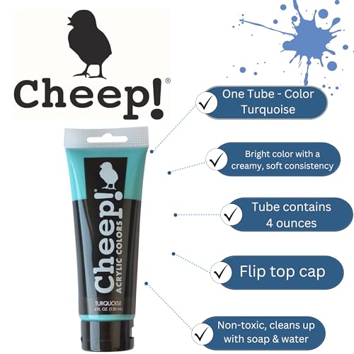 Cheep! Acrylic Paints, 4 oz. Tube - Turquoise, Perfect for Artists - Quality Acrylic Paint Heavy Body Paint Artist and Student - color: Turquoise
