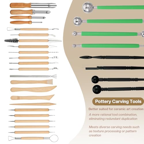 42pcs Pottery Tools Kit for Sculpting,Clay Tools Sculpting Kit,Ceramic Tools for Modeling, Trimming, Molding Clay Carving,Shaping, for Beginners, Hobbyists, Artists