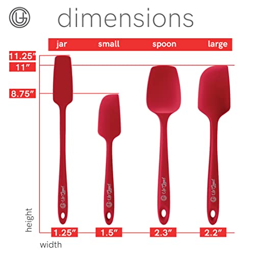 UpGood Silicone Spatula Set 600°F - High Heat Resistant Nonstick, Small and Large Kitchen Spatulas - Flexible BPA Free Professional Grade Cookware - Utensils for Cooking, Baking, Mixing(4 Pcs, Red) - color: Red, size: 4 Piece Set