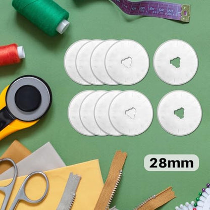 Mesee 10 Pieces Rotary Cutter Blade Set 28mm Rotary Blades Replacement Refill Round Cutting Blades Quilting Tool Accessory for Scrapbooking Sewing Fabric Paper Arts Crafts