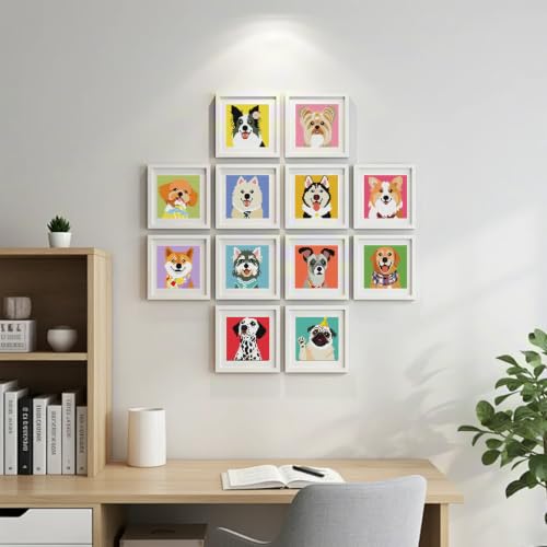 12 Pcs Small Diamond Art Kits Dogs Animals Diamond Art Kits for Adults - color: Colorful Dog