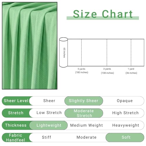 Bird Eye Mesh Jersey Fabric 3 Yards 65 Inch Wide Mint Green - color: Mint Green, size: 65'' x3 yard