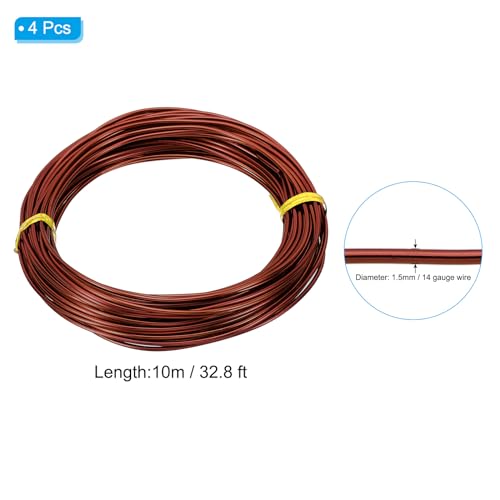 PATIKIL 32.8ft Aluminum Wire, 4pcs Jewelry Wire Bonsai Wire Metal Craft Wire 1.5mm 14 Gauge Wire for Crafts Bonsai Jewelry Making Beading Plants, Bronze - color: Bronze, size: 1.5mm x 32.8ft