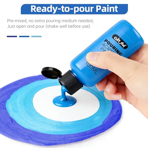 Colorful Blue Series Acrylic Pouring Paint Set, 4 Colors, 3.34 oz Craft Kit - color: Blue Color