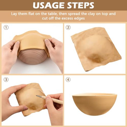 Wooden Pottery Bowl Press Molds Set, 8Pcs 8 Sizes Multi‑Size Slump Mold for Hand‑Building Clay, Bowls Trinket Dishes & Glaze Test Tiles