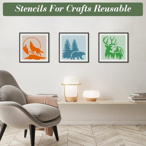 Forest Animal Stencils for Crafts Reusable 25Pcs Stencils(5.8X5.8 Inch) - color: Animal 3