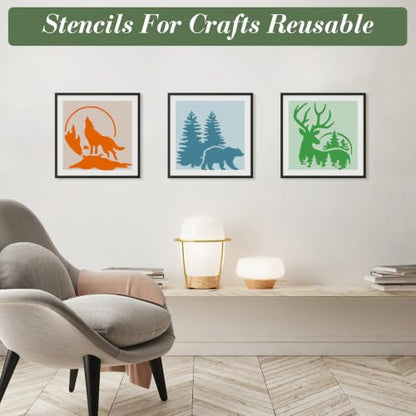 Forest Animal Stencils for Crafts Reusable 25Pcs Stencils(5.8X5.8 Inch) - color: Animal 3