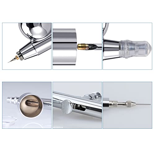 Dual-Action Airbrush Kit 0.3mm Air Brush Gun with Extra 0.2mm & 0.5mm Nozzles Needle Air Caps and Quick Release Disconnect Coupler - size: 0.2mm/0.3mm/0.5mm