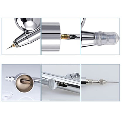 Dual-Action Airbrush Kit 0.3mm Air Brush Gun with Extra 0.2mm & 0.5mm Nozzles Needle Air Caps and Quick Release Disconnect Coupler - size: 0.2mm/0.3mm/0.5mm