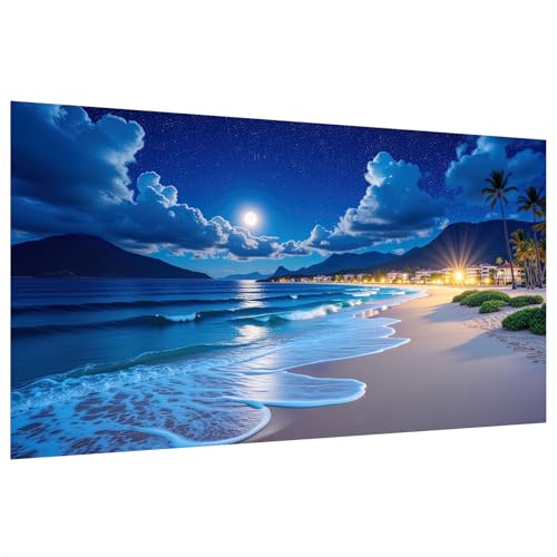 SparkGlow Moonlight Beach Diamond Art Kits for Adults, 27.5 X 15.7 Inch | Landscape Diamond Painting Kits, Diamond Art Large Size, Full Drill, Premium Materials, Gifts, Home Decoration - color: Landscape 035